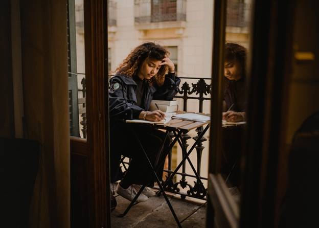 Girl busy in Study