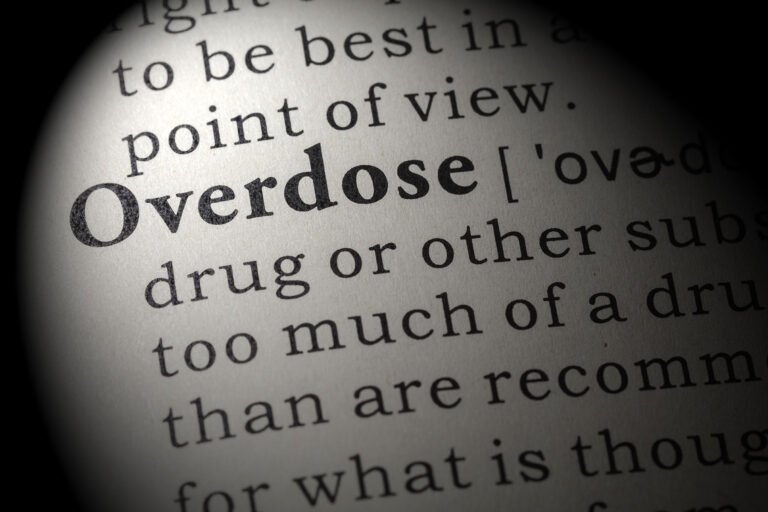 Visualization of the definition of overdose to illustrate the importance of an overdose prevention strategy