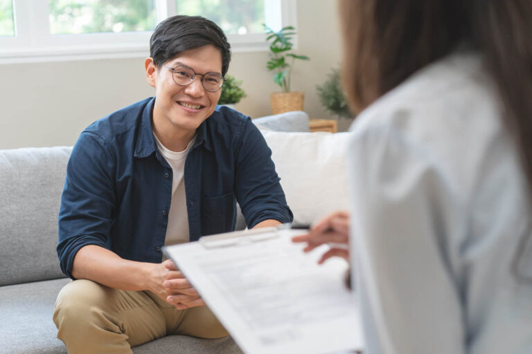 Man undergoing individual therapy for recovery