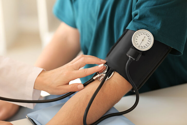 Person experiencing alcohol withdrawal and blood pressure rising